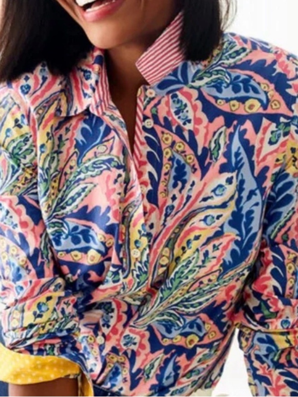 Talbots Paisley Print Button-Up Shirt – Size L 🌸